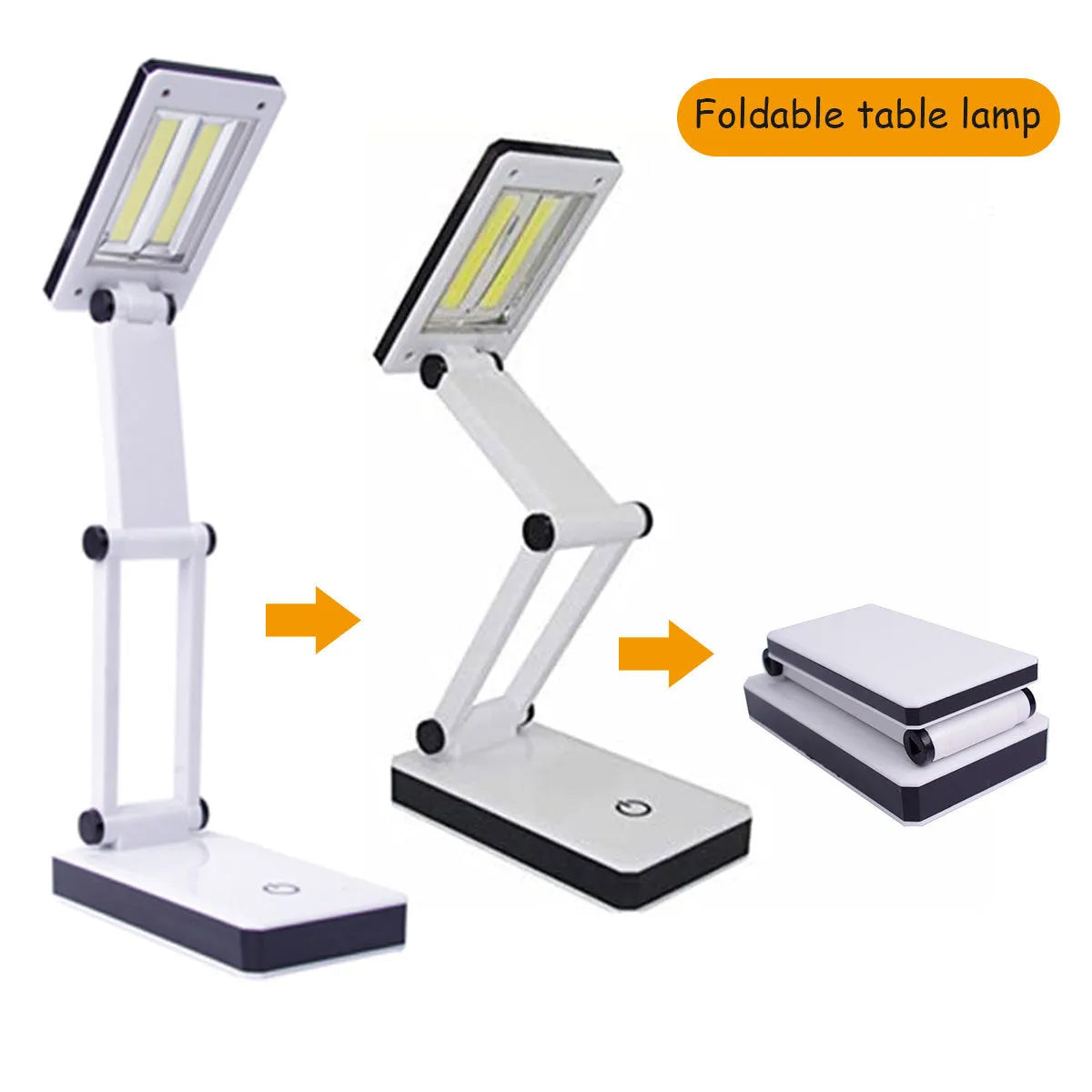 COB folding desk lamp in white with 3-speed touch dimming and USB cable, 13.3 x 7.2 x 28 cm
