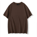 Cotton round neck T-shirt with drop-shoulder sleeves in solid colour options