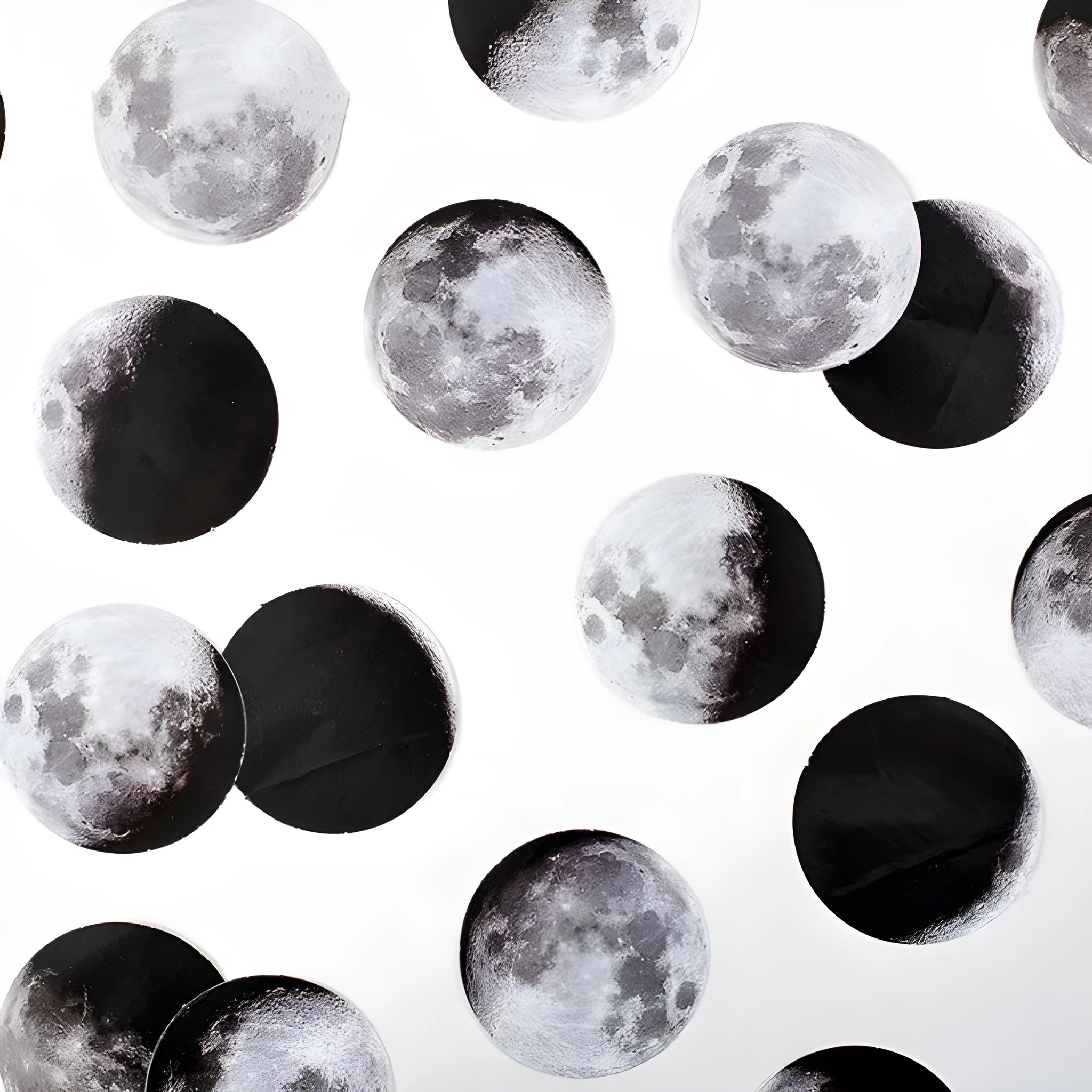 Black moon phase and calendar planet sticker set containing 45 pieces for decorative hand accounting