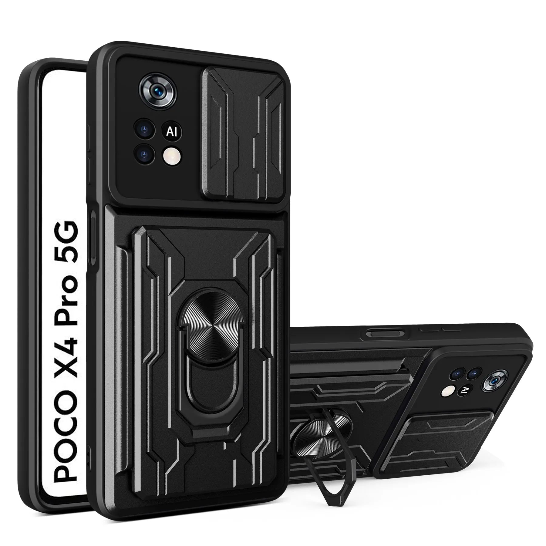 Xiaomi Redmi multi-function card phone case in royal blue, TPU PC slim back cover with card slot