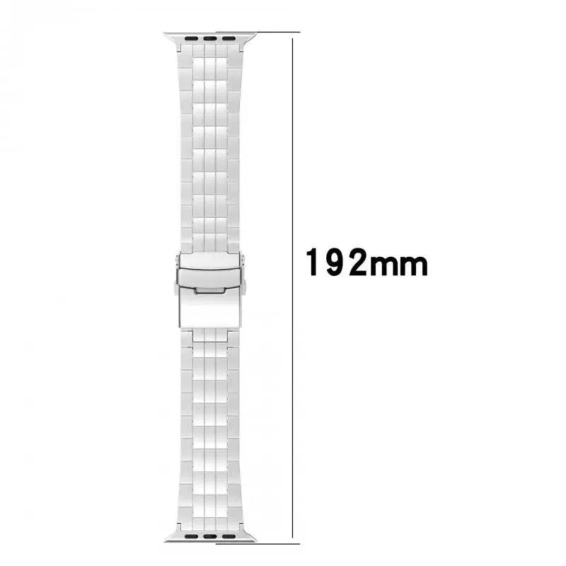 Titanium five-bead watch strap with safety catch in black, silver or titanium colour, 38mm to 49mm