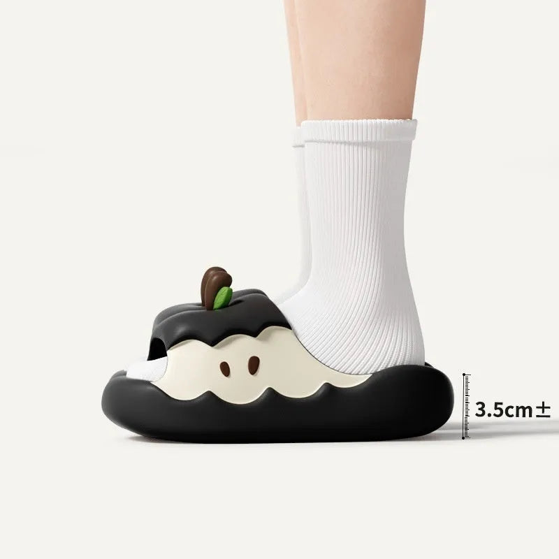 EVA cartoon fruit flip flop slippers in light pink colour with thick sole