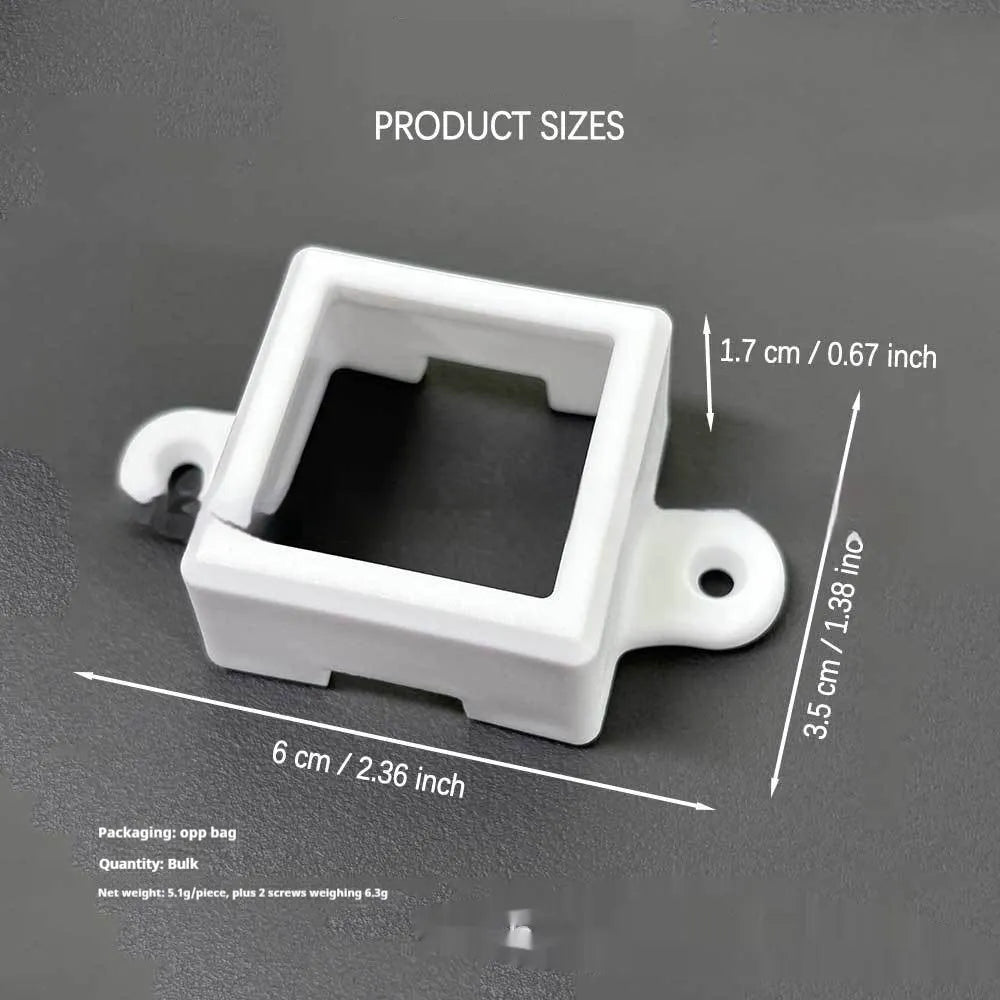 White plastic LED protective lampshade measuring 1.7cm by 6cm for fixed bracket mounting