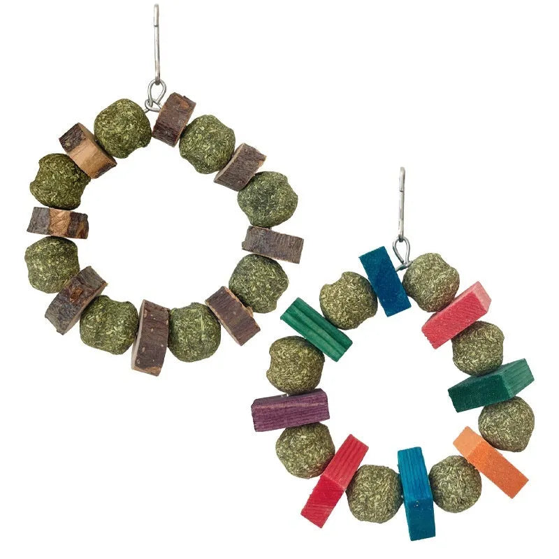Hamster toy straw ball ring chew with Applewood and sequin decorative options