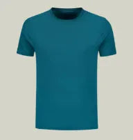 Men's blue round neck quick-dry sports T-shirt, loose fit polyester spandex pullover with print pattern