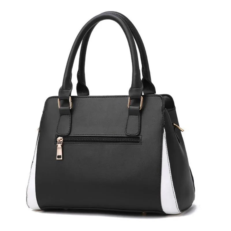 Large women's PU leather shoulder bag with car suture design in horizontal square shape with zipper closure