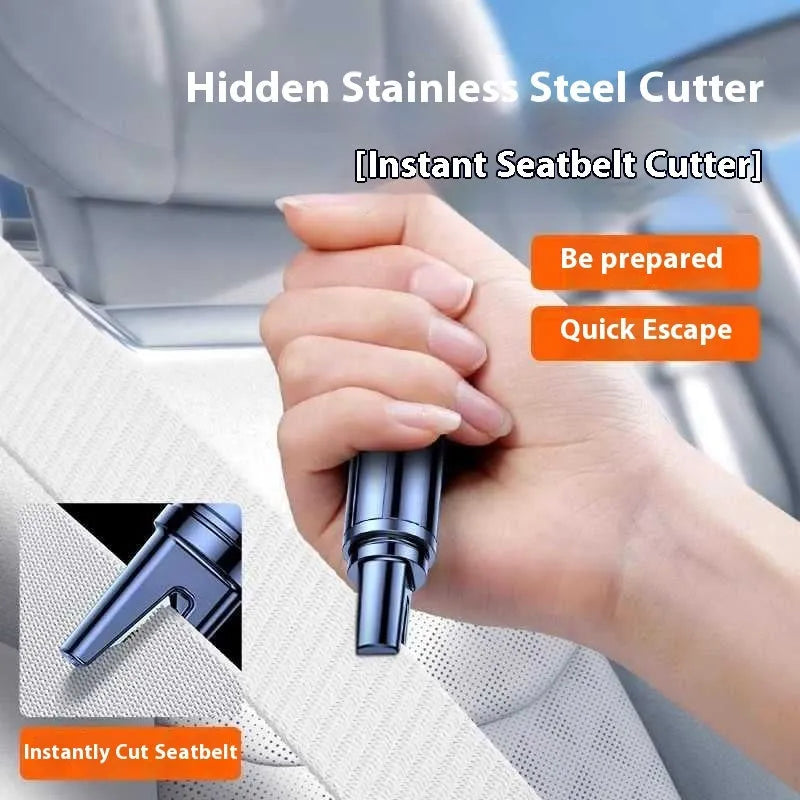 Black and red car safety life hammer with window breaker and seatbelt cutter functions