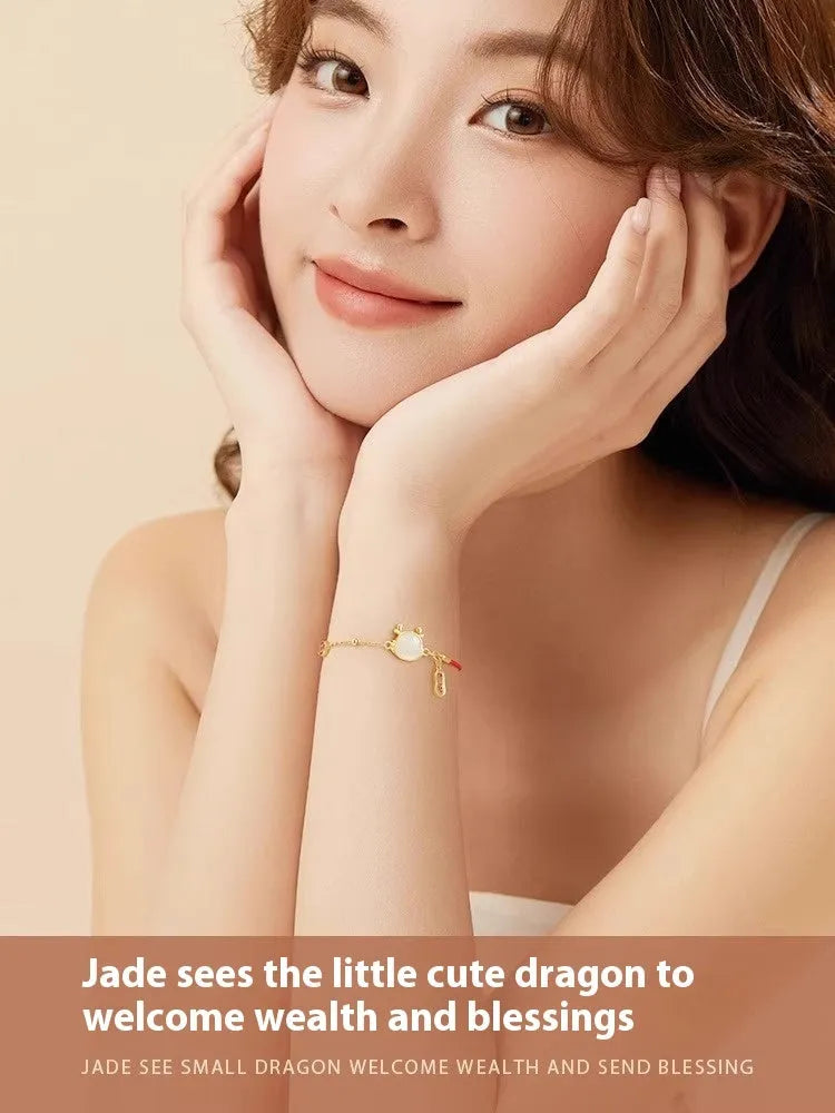 Women's silver-plated Dragon Zodiac bracelet with New Chinese style design and electroplated finish