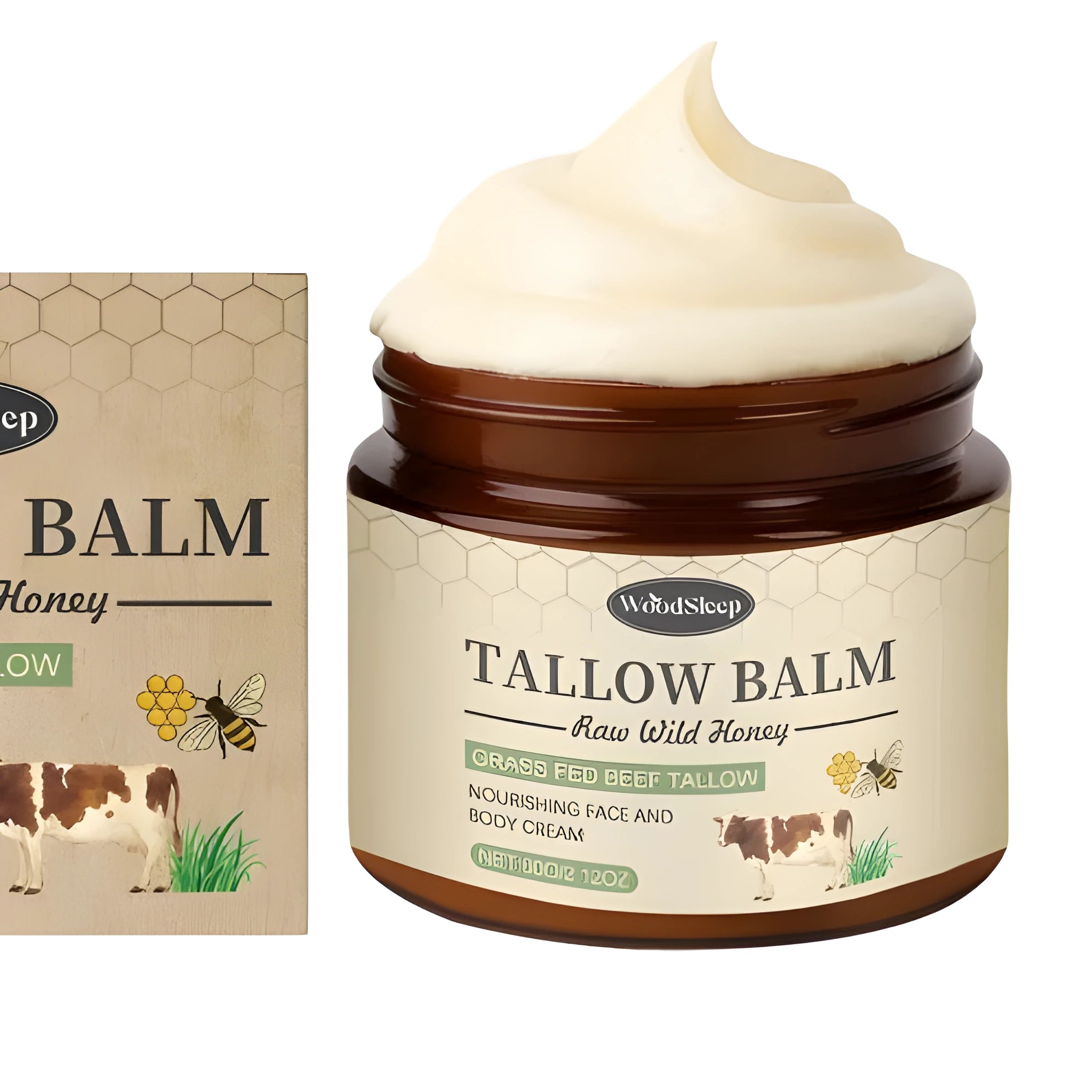 Cow Fat Honey Moisturising Cream 60g pot with tallow and honey formula for face and body hydration