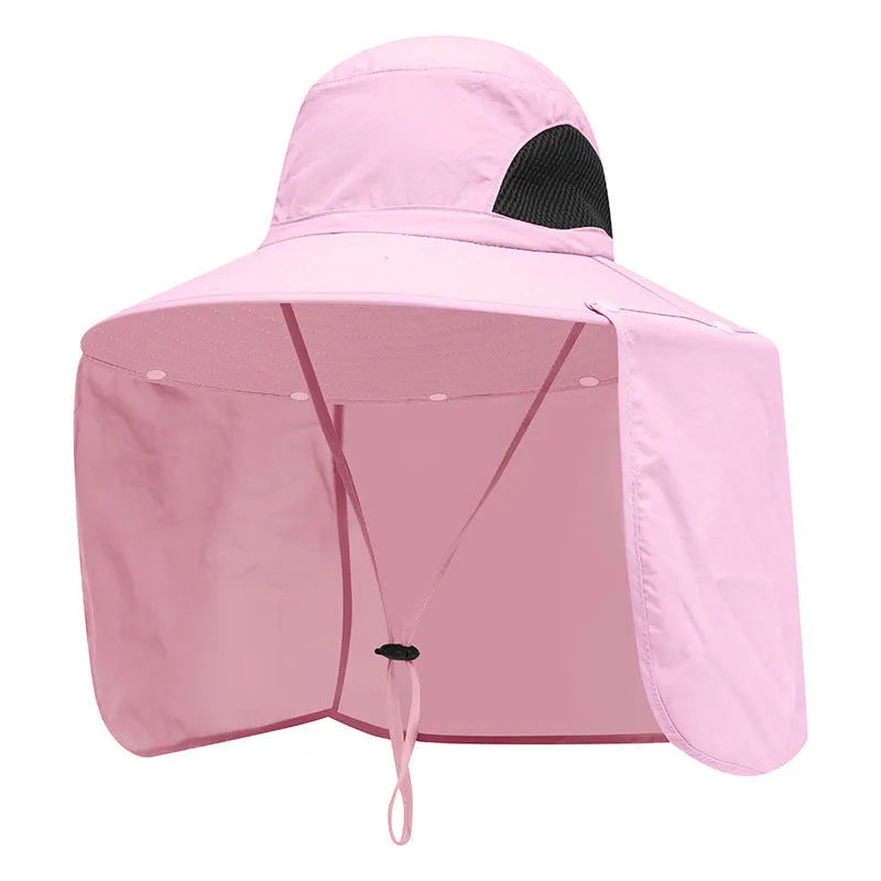 Nylon fisherman hat with neck sun protection in camouflage pattern, dome crown style