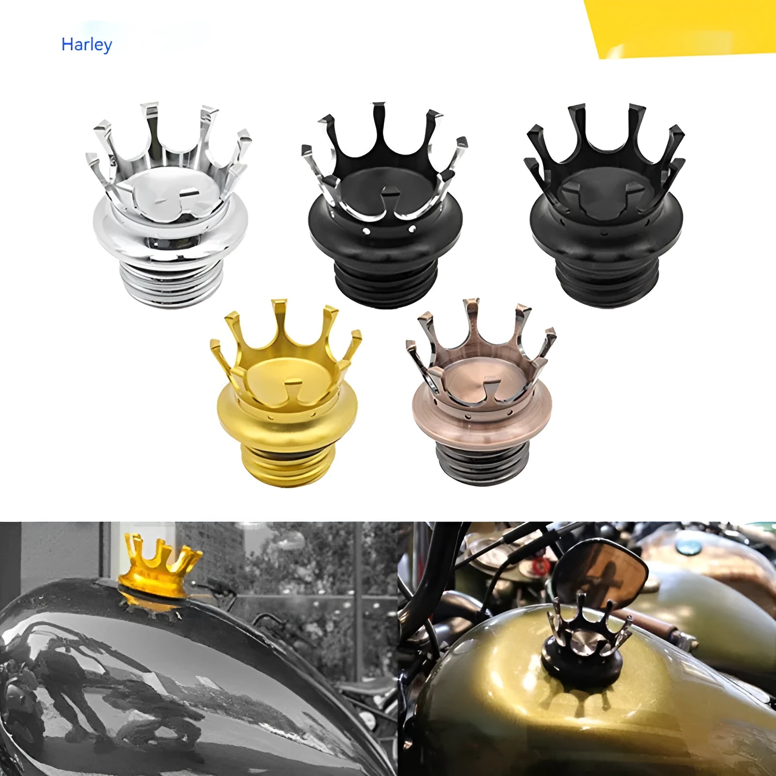 Aluminium alloy fuel tank cap for Harley Davidson motorcycles in five colour options
