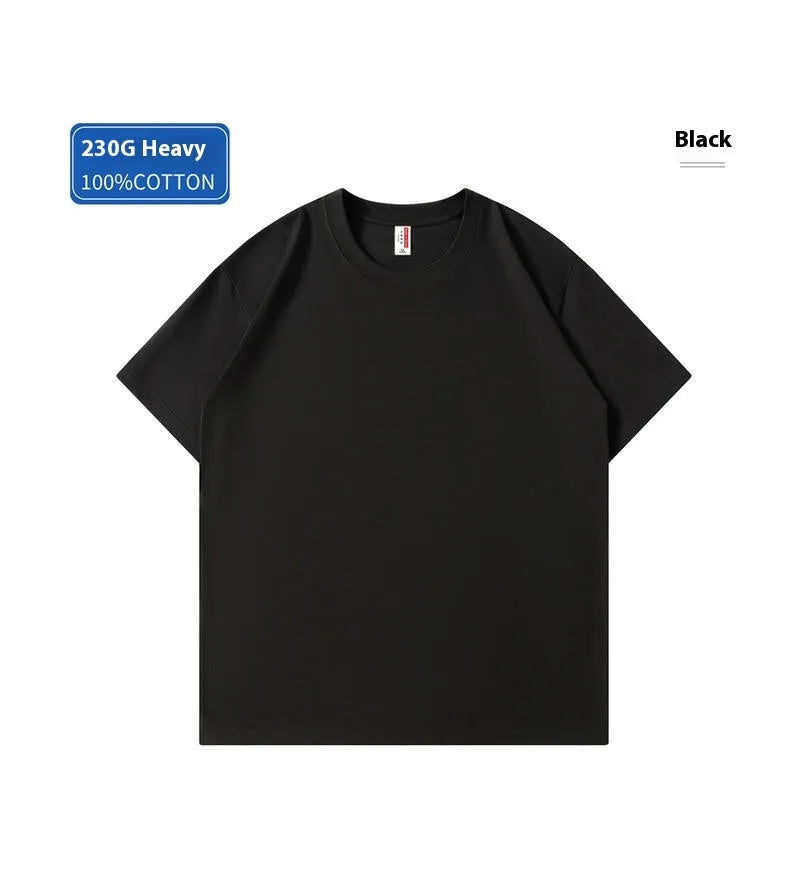 Heavy cotton loose-fit T-shirt in a solid colour, shown in short sleeve pullover style.