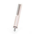 Pink and white stainless steel dog dematting comb with 18.8 cm handle for removing hair knots.