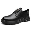 Men's retro casual shoes in black with round toe and visible stitching detail
