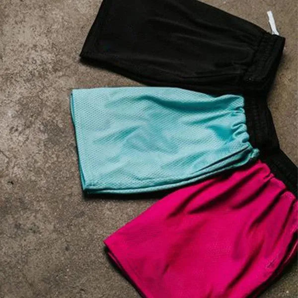 Men's solid colour mesh quick-drying shorts for running and fitness in summer