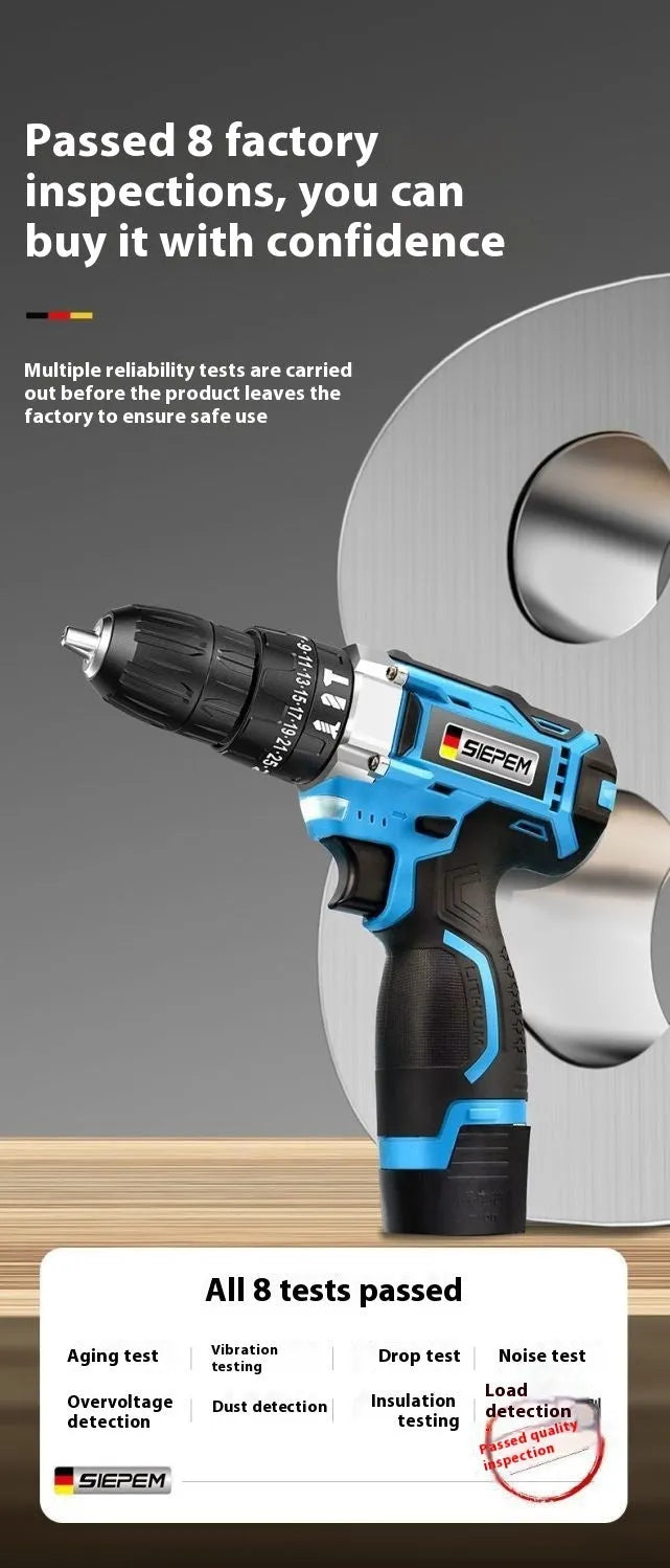 12V two-speed multifunctional impact pistol drill electric screwdriver set with plastic storage box