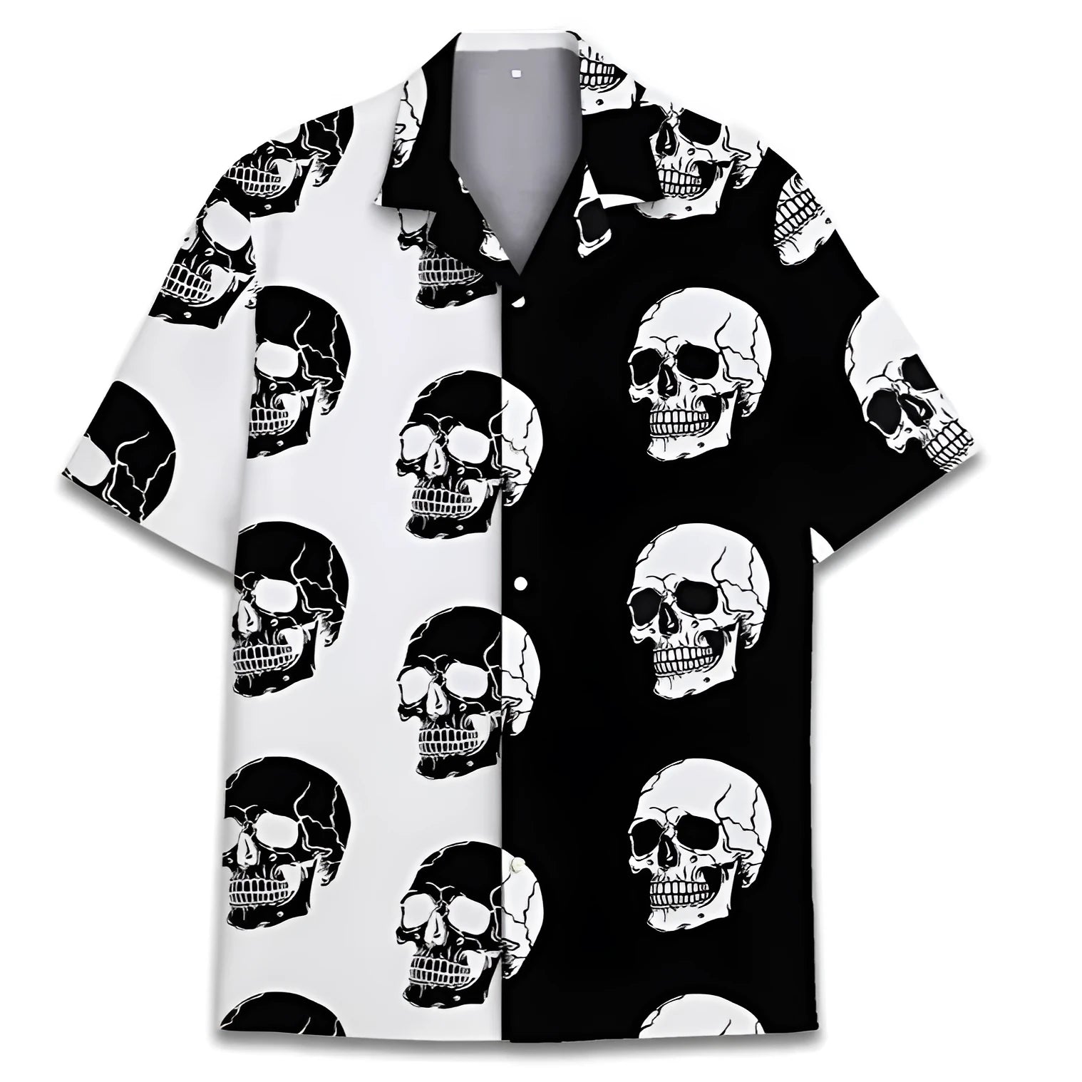 Men's Hawaiian shirt with Cuban collar and colourful digital print pattern on polyester fabric