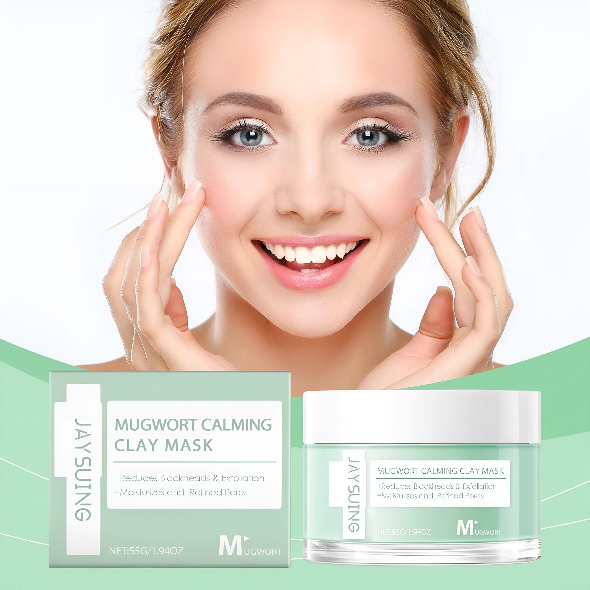 55g tube of bentonite clay facial mud mask with moxa leaf extract for acne and pore cleansing