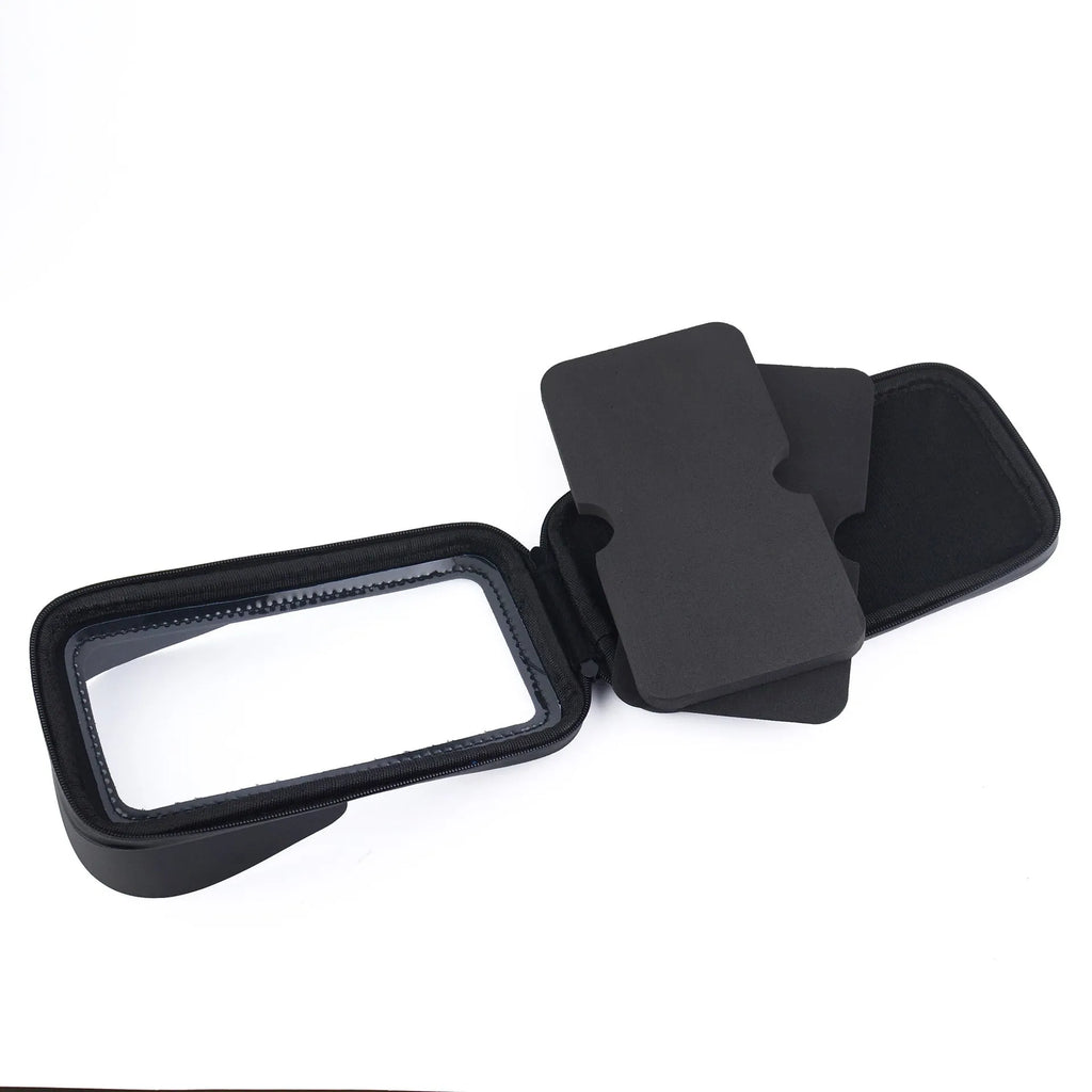 Waterproof cycling phone bag bracket mounted on bicycle handlebars with 6.5 inch capacity