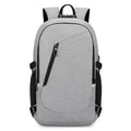 Solid-colour Oxford cloth computer backpack with 20-35L capacity in grey, black, blue, or red options.