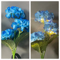 Solar hydrangea garden decorative light in outdoor setting showing flower design