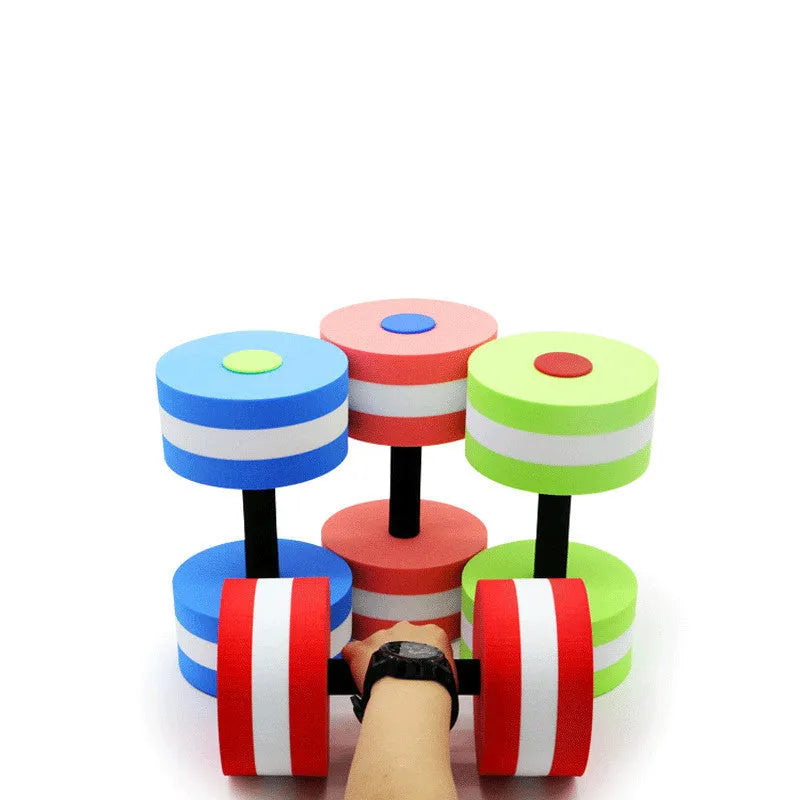 2Pcs water aerobics dumbbells in rose red EVA, 15cm, snap-type pair for swimming and pool fitness