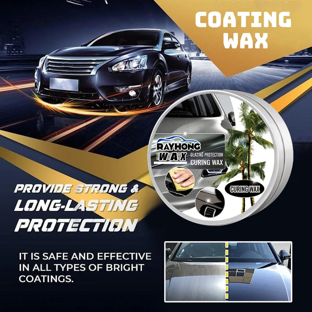 100g car coating wax tin and square sponge applicator for paint protection.