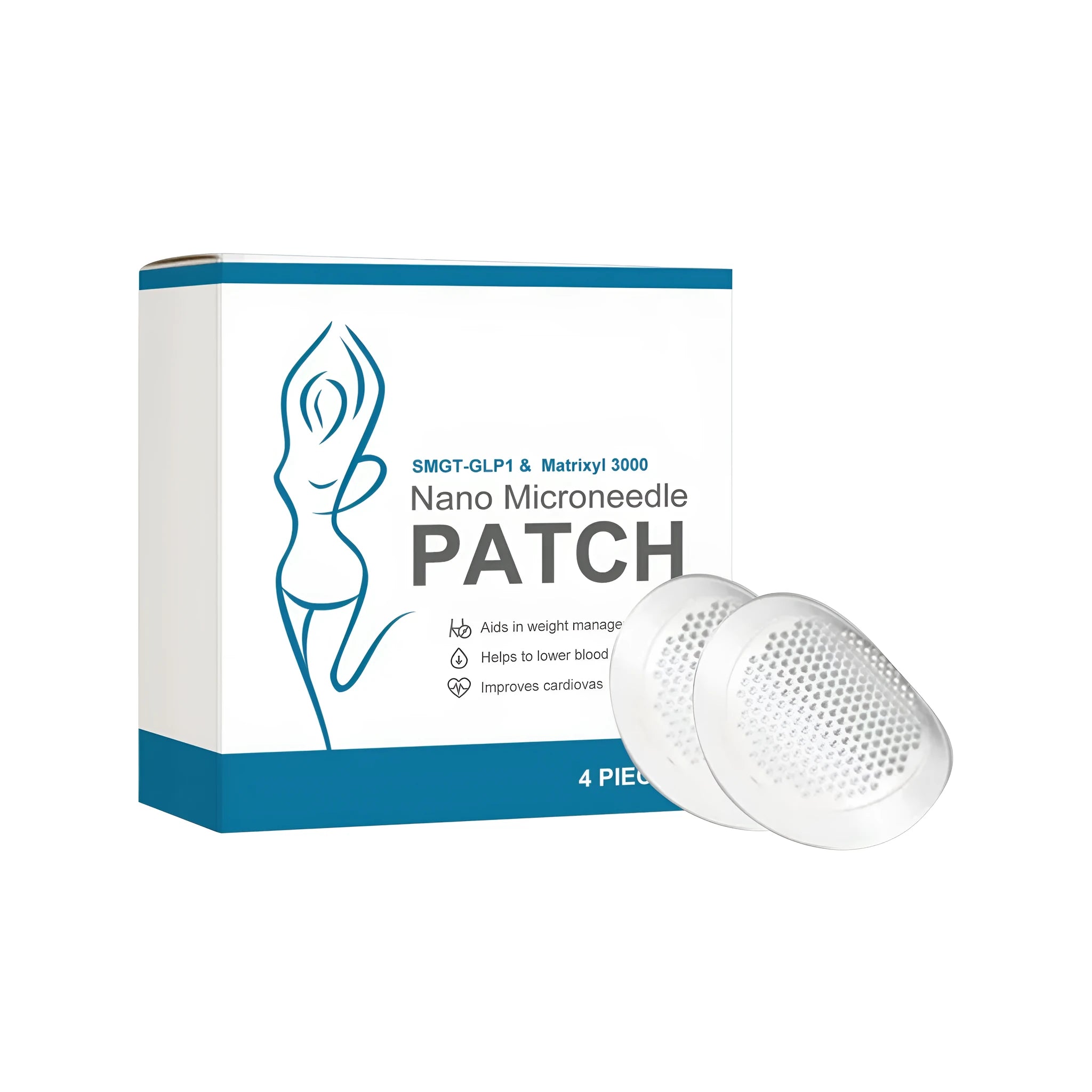 Four body shaping microneedle patches containing curcumin, garlic, and peptides