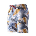 Men's cropped swimming trunks in multicolour pattern with polyester spandex fabric for beach and pool use