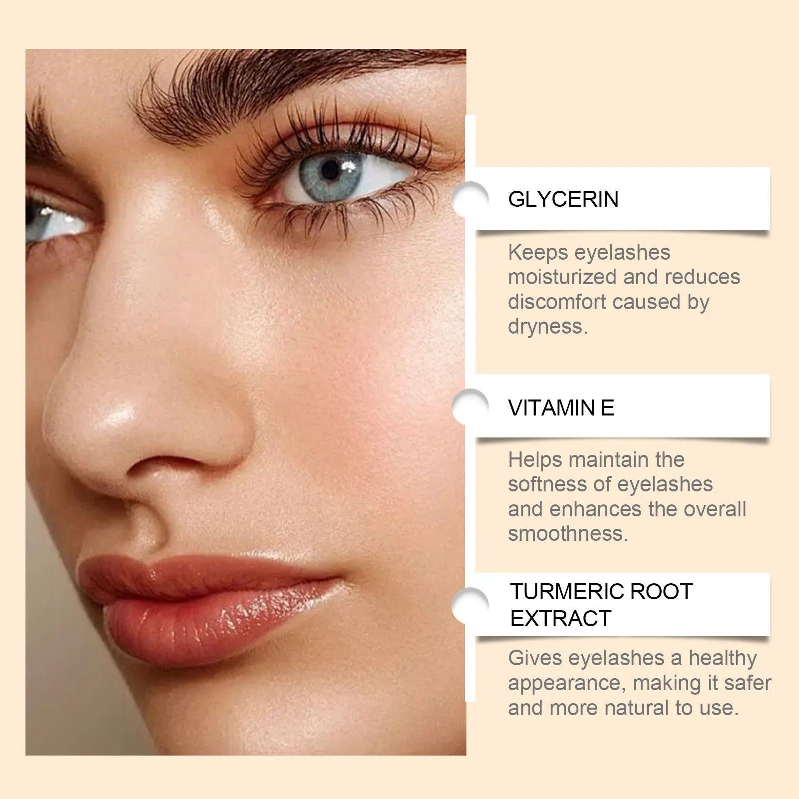 3 ml bottle of eyelash nourishing serum with peptide and vitamin E formula