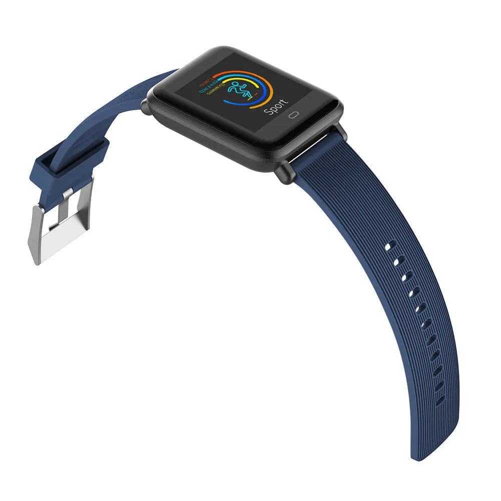 Q9 Smart Bracelet with 1.3 inch HD TFT touch screen, silicone strap and IP67 waterproof rating, in black
