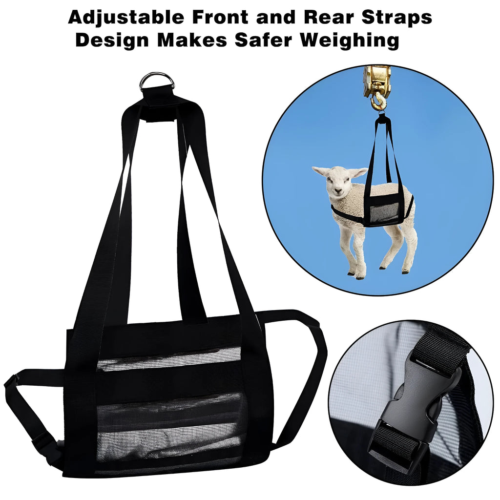 Black calf weighing sling measuring 35cm by 150cm for large dogs and livestock weighing