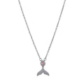 S925 sterling silver fishtail pendant necklace with geometric design on O-ring chain