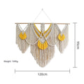Hand-woven creamy white cotton tapestry with Nordic style, rectangular shape measuring 120cm by 95cm