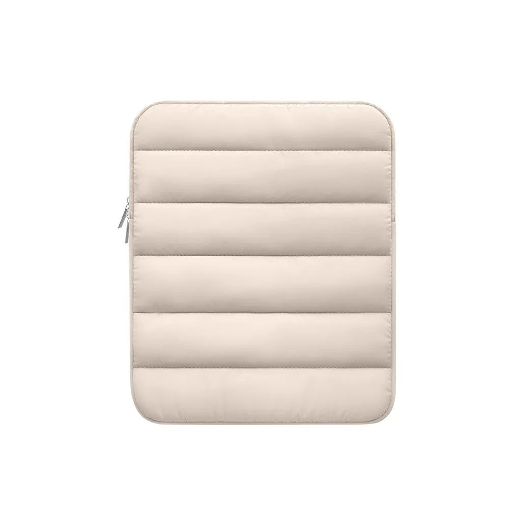 Black puff bag laptop sleeve with elastic sides for 9.7-11 inch devices