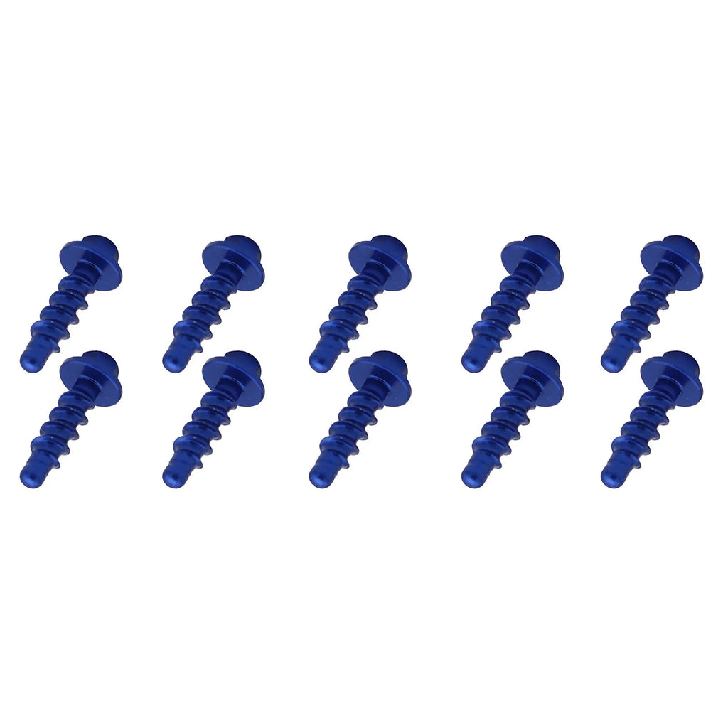 Set of 10 self-tapping T6061 aluminium screws in Black, Orange, Blue, and Red for KTM off-road motorcycles