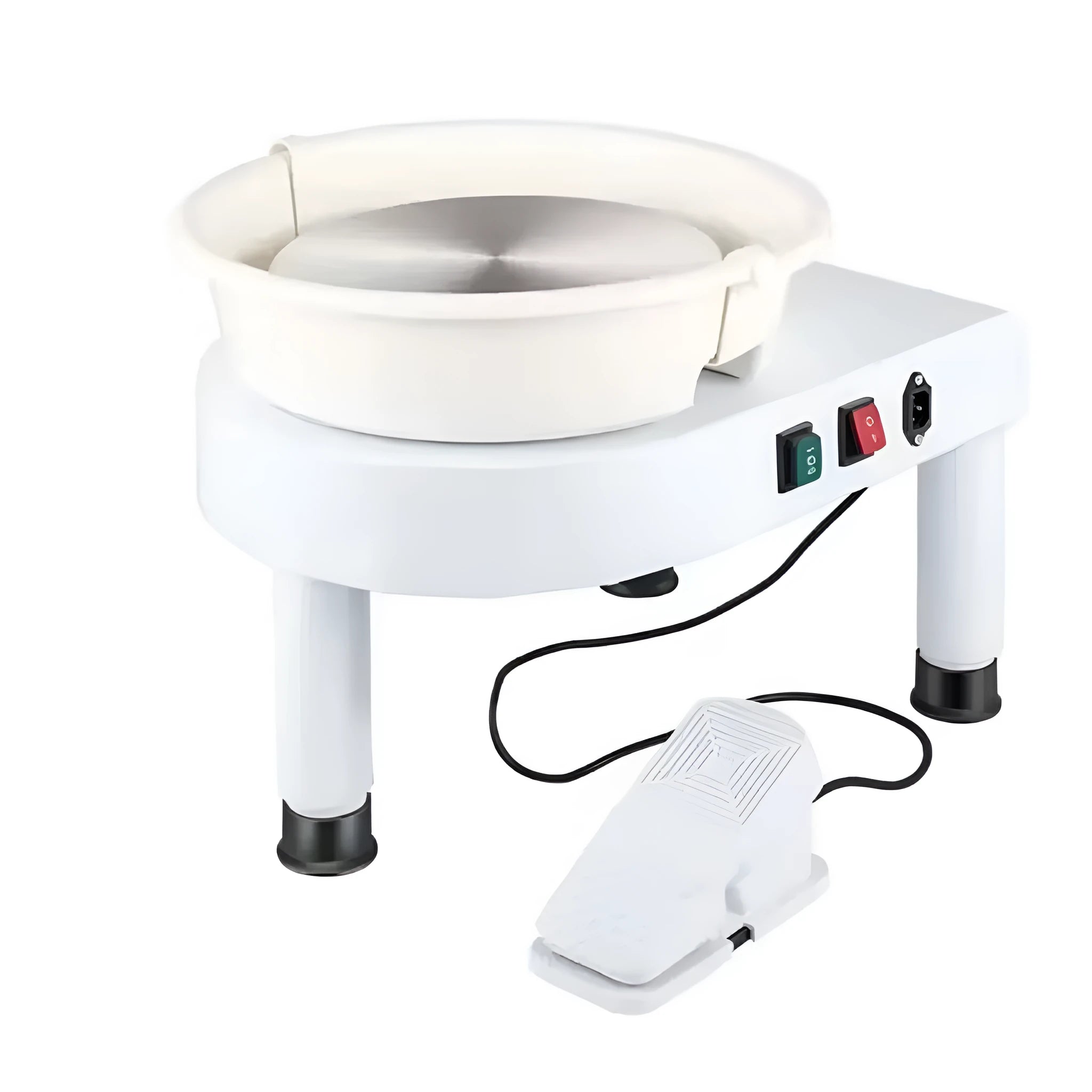 Silent children's clay pottery wheel with 350W triangular foot-mounted speed controller and lifting legs