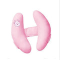 Baby U-shape car seat head protection pillow with pink short plush cover, 20cm height, PP cotton filling