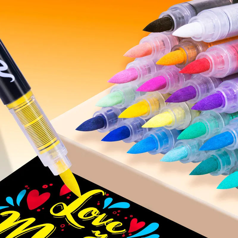 Straight liquid acrylic marker pens with soft heads in multiple colour set options