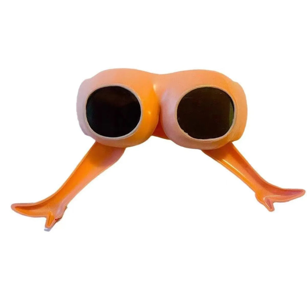 Oversized orange plastic leg hip sunglasses with a novelty personality style design.