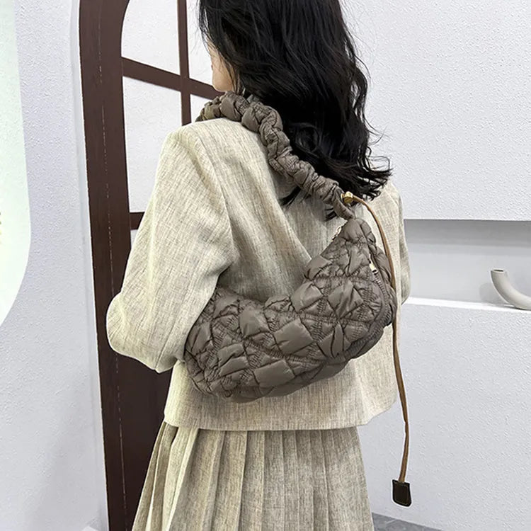 Women's nylon underarm bag with adjustable shoulder strap in solid colour options