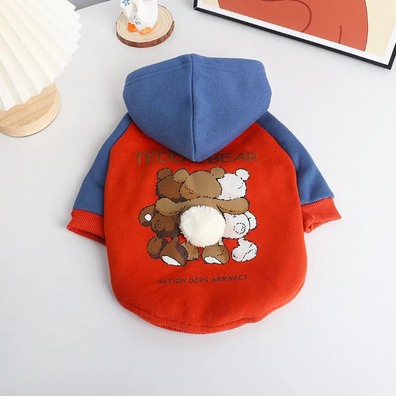 Red cotton dog jumper for small and medium breeds including Teddy and Bichon