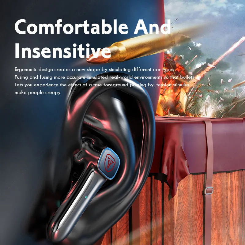 Black wireless Bluetooth gaming headset with compact ear cups and minimalist design