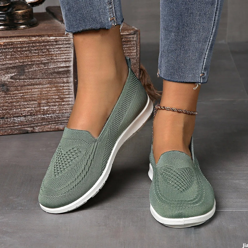 Women's low-top cloth casual shoes in beige with heart pattern and mesh lining for spring summer wear.