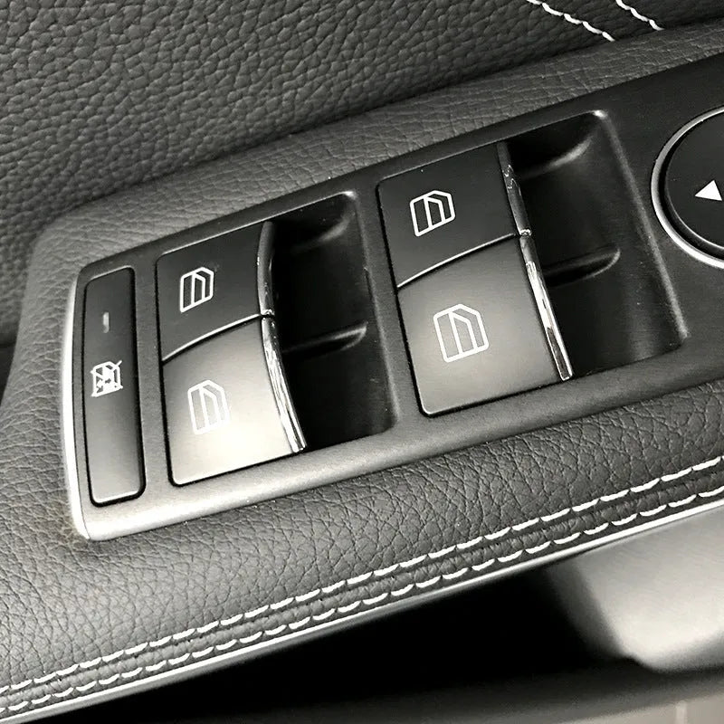 Black glitter decorative sticker for car window lift button modification.