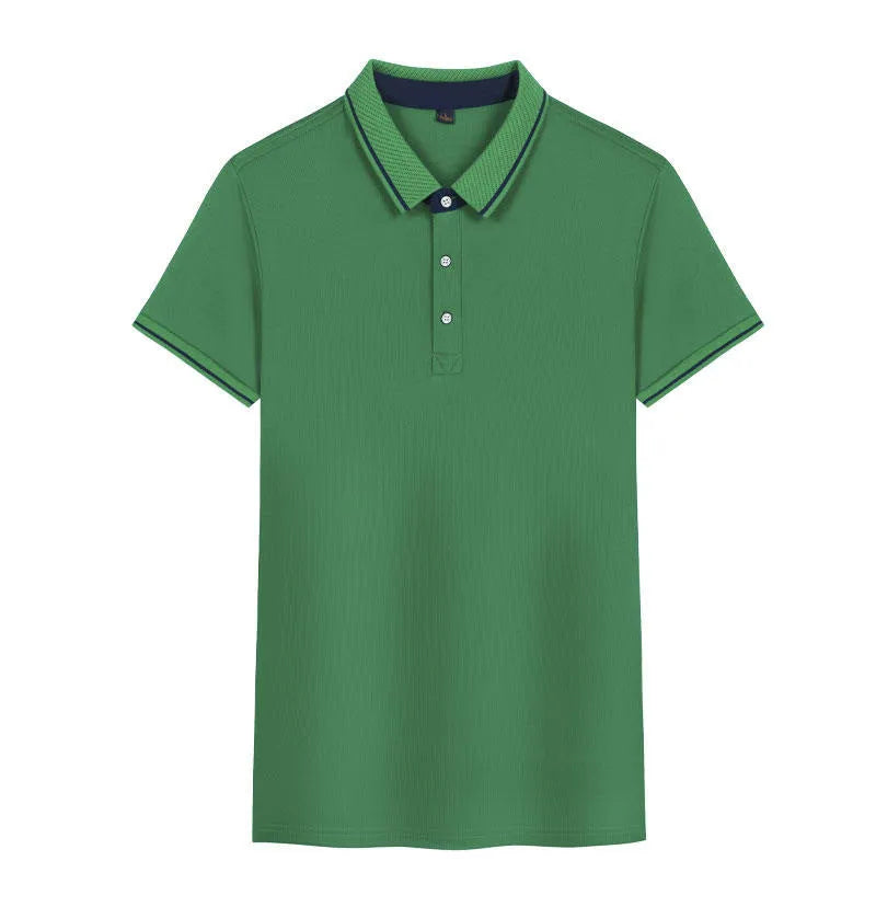 Korean style loose fit quick-drying polo shirt in a solid colour on a hanger