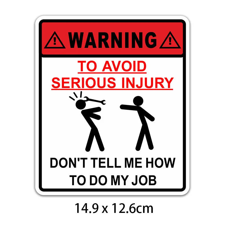 Car glass warning sticker measuring 14.9cm by 12.6cm with 'To Avoid Serious Injury' text in Type A Hit colours.