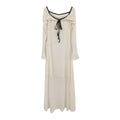 Pure Desire white off-shoulder long-sleeved knitted dress for women, high-waist polyester