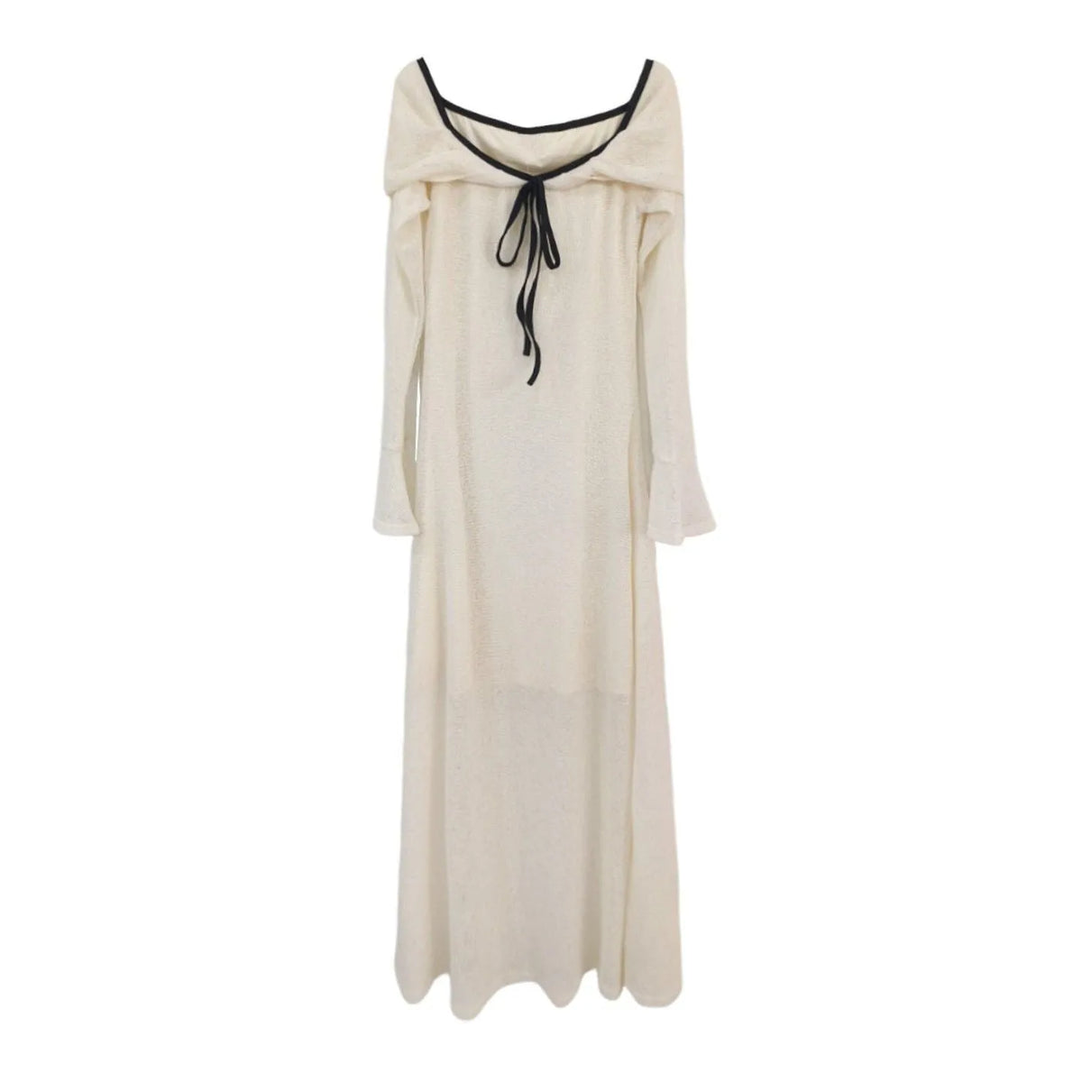 Pure Desire white off-shoulder long-sleeved knitted dress for women, high-waist polyester