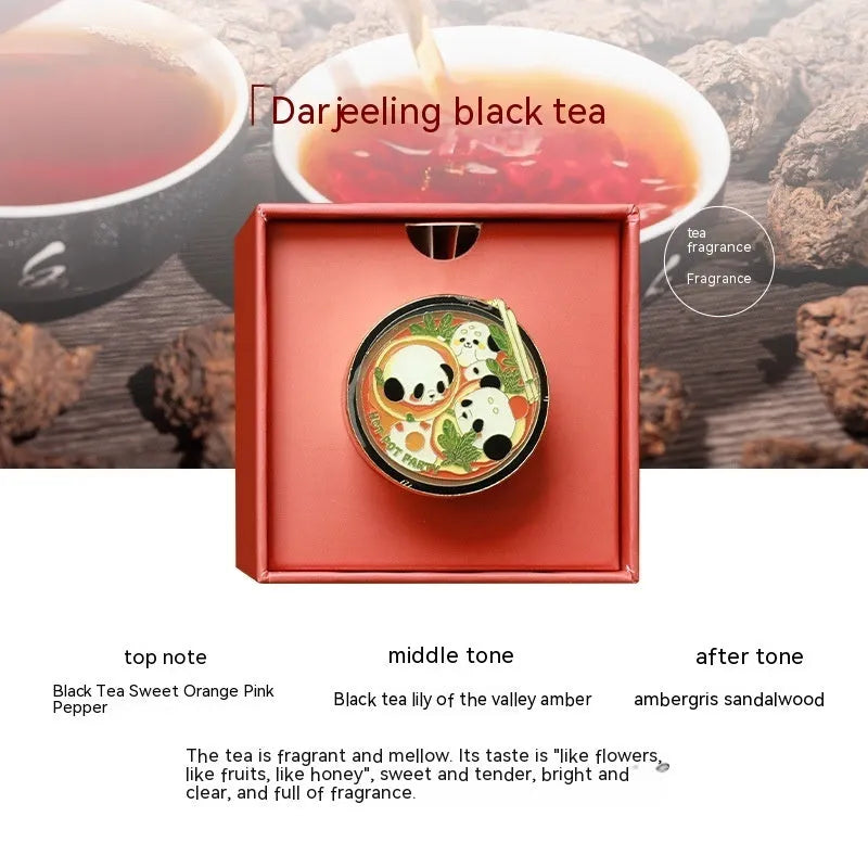 Panda hot pot design car fragrance decoration with diatomaceous earth scent tablets